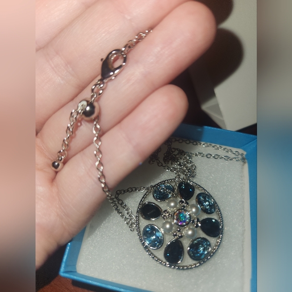 Touchstone Crystal Garden Magic Pendant Necklace, in Blue - Picture 3 of 8